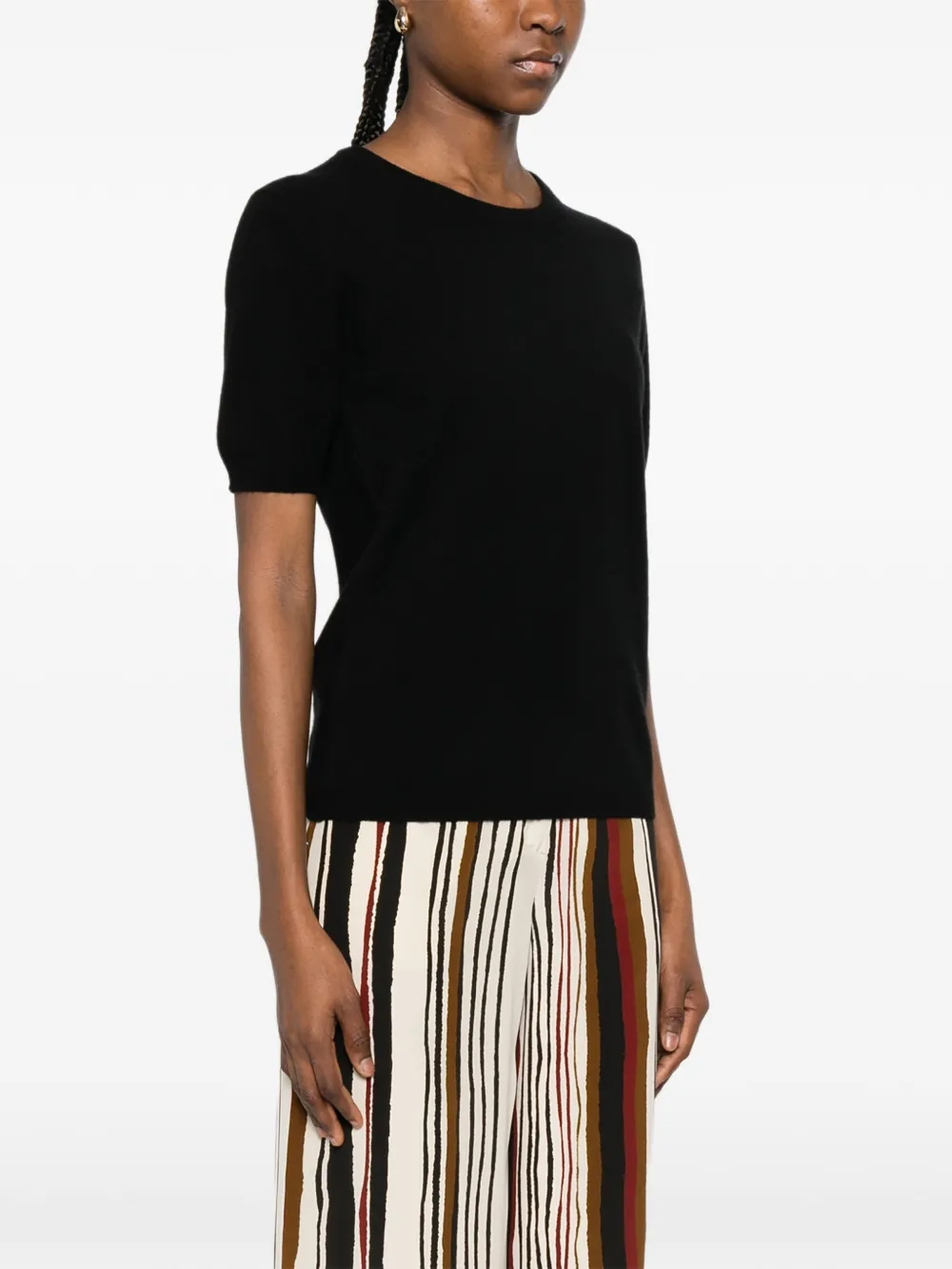  Soft Goat Short-sleeve Sweater - Black 