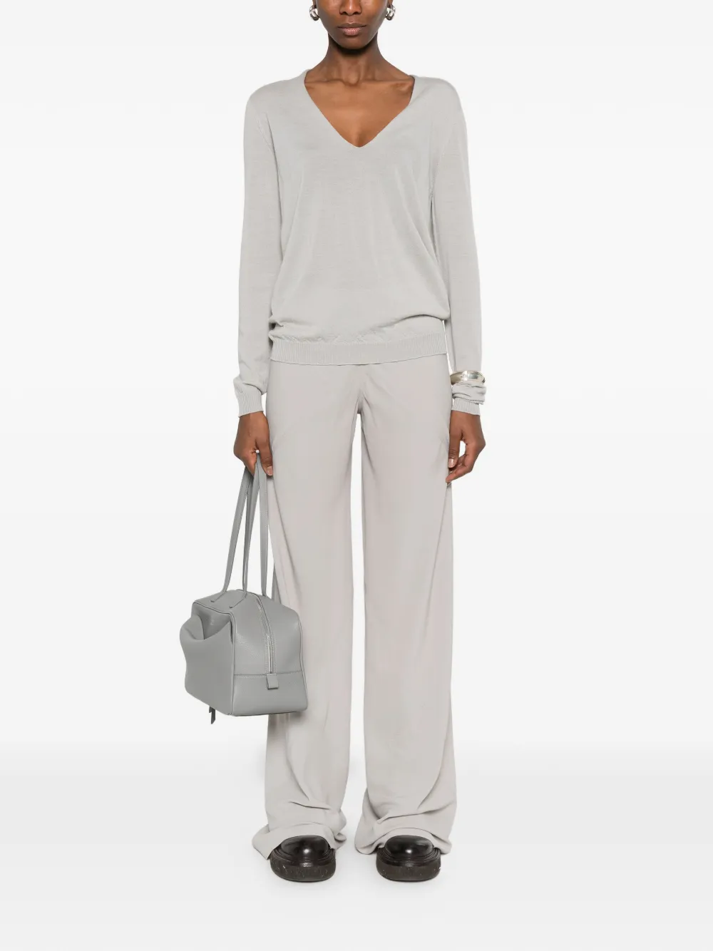 Rick Owens Geribbelde palazzo broek Grijs