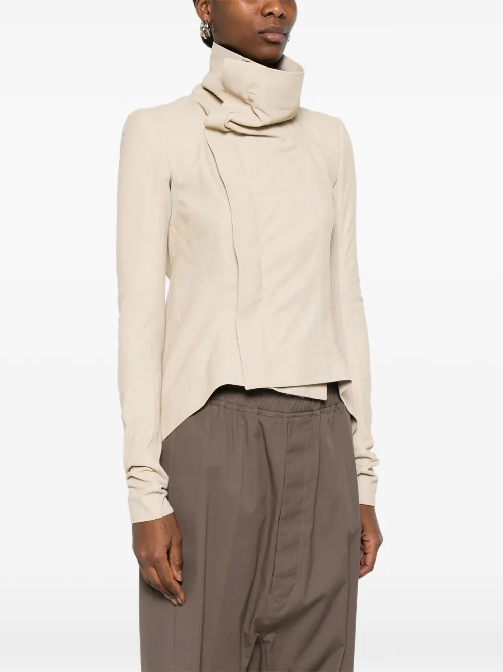  Rick Owens Asymmetric Zip Jacket - Neutrals 