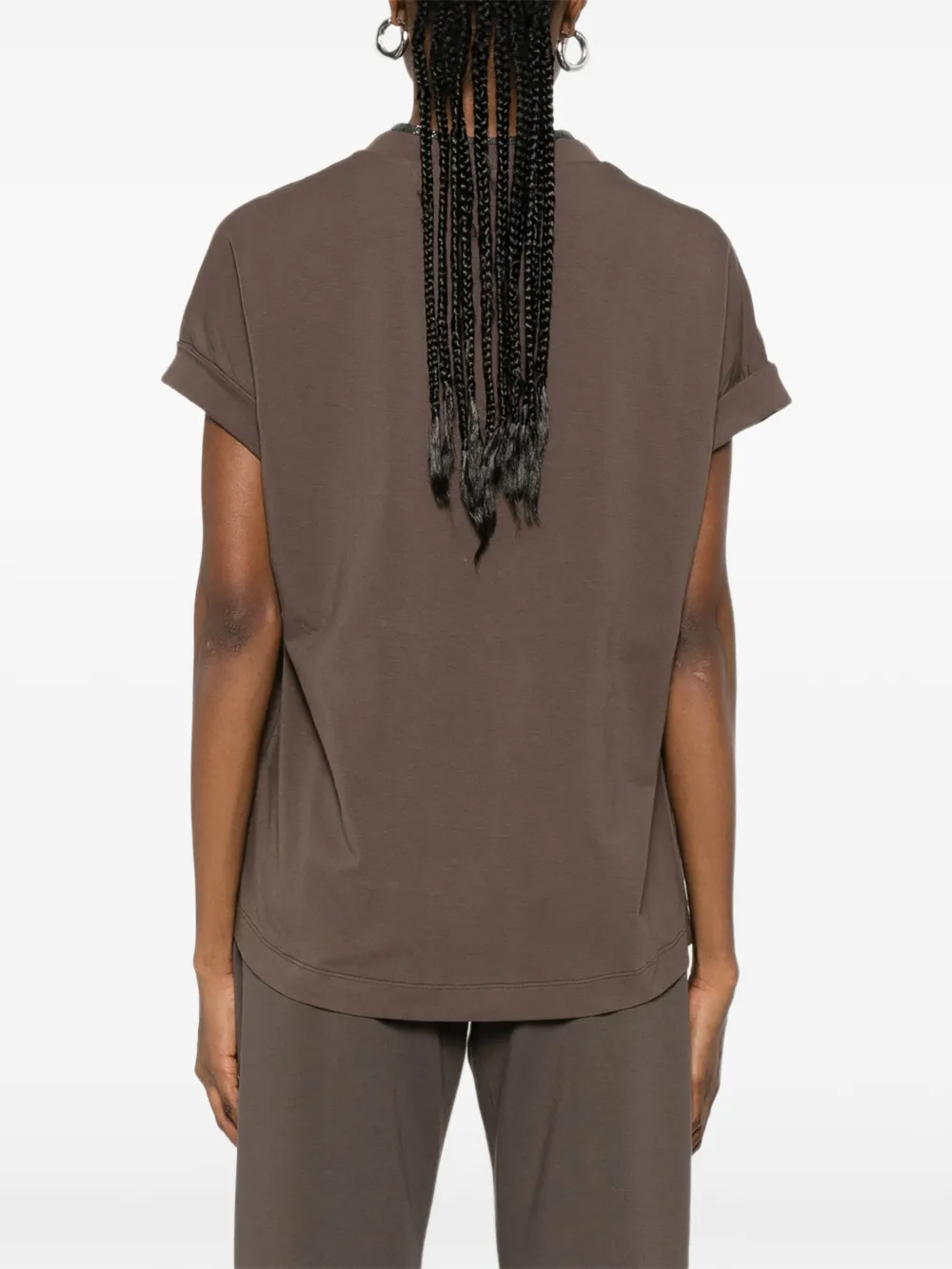 Brunello Cucinelli T-shirt met V-hals Bruin