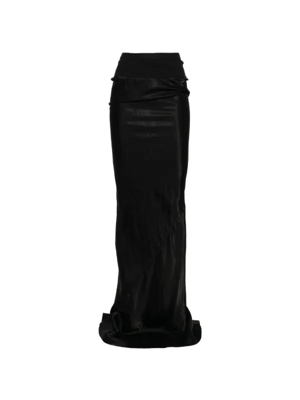 Rick Owens Ruched Maxi Skirt in Black