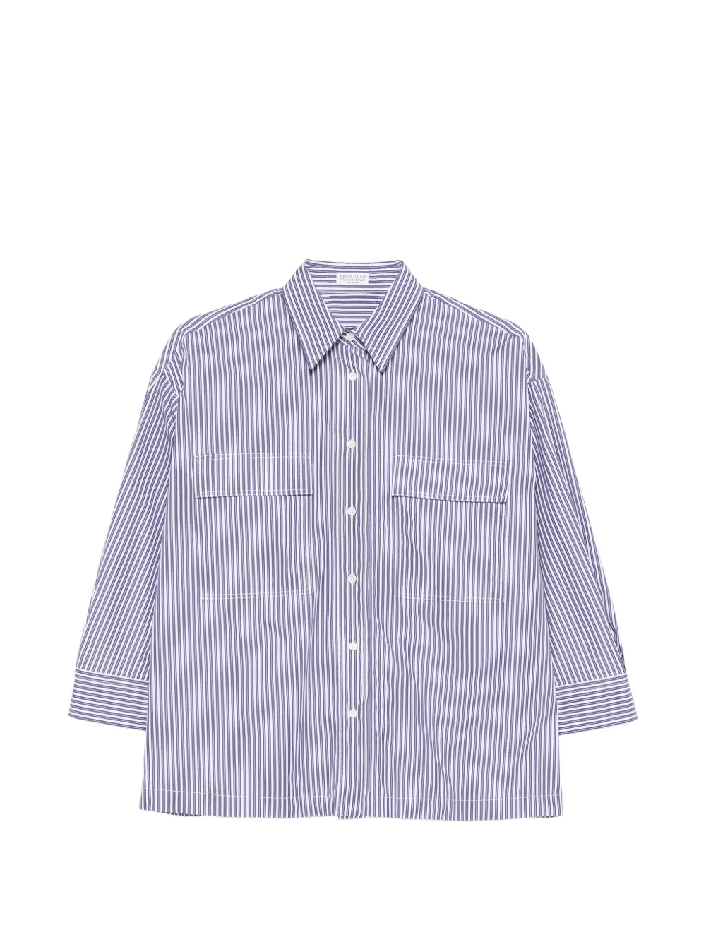 Brunello Cucinelli striped pocket shirt - Blu