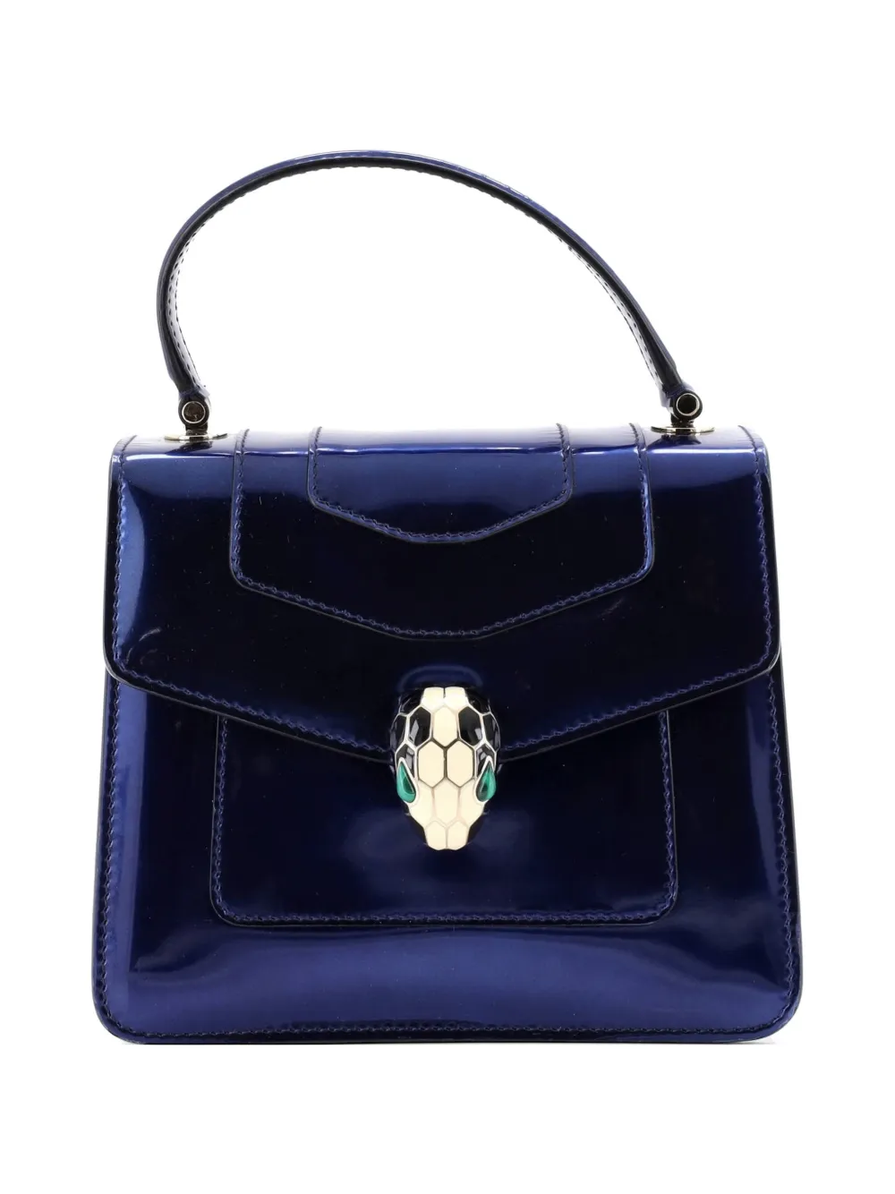 Bvlgari Pre-Owned Serpenti Top Handle Bag Patent Small satchel - Blu