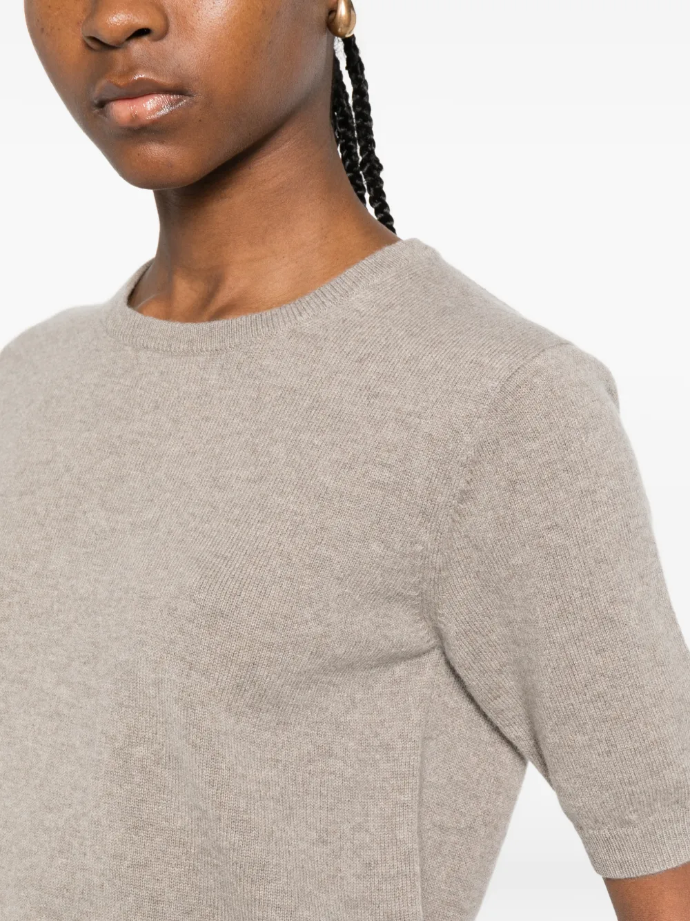 Round-Neck Short-Sleeve Sweater