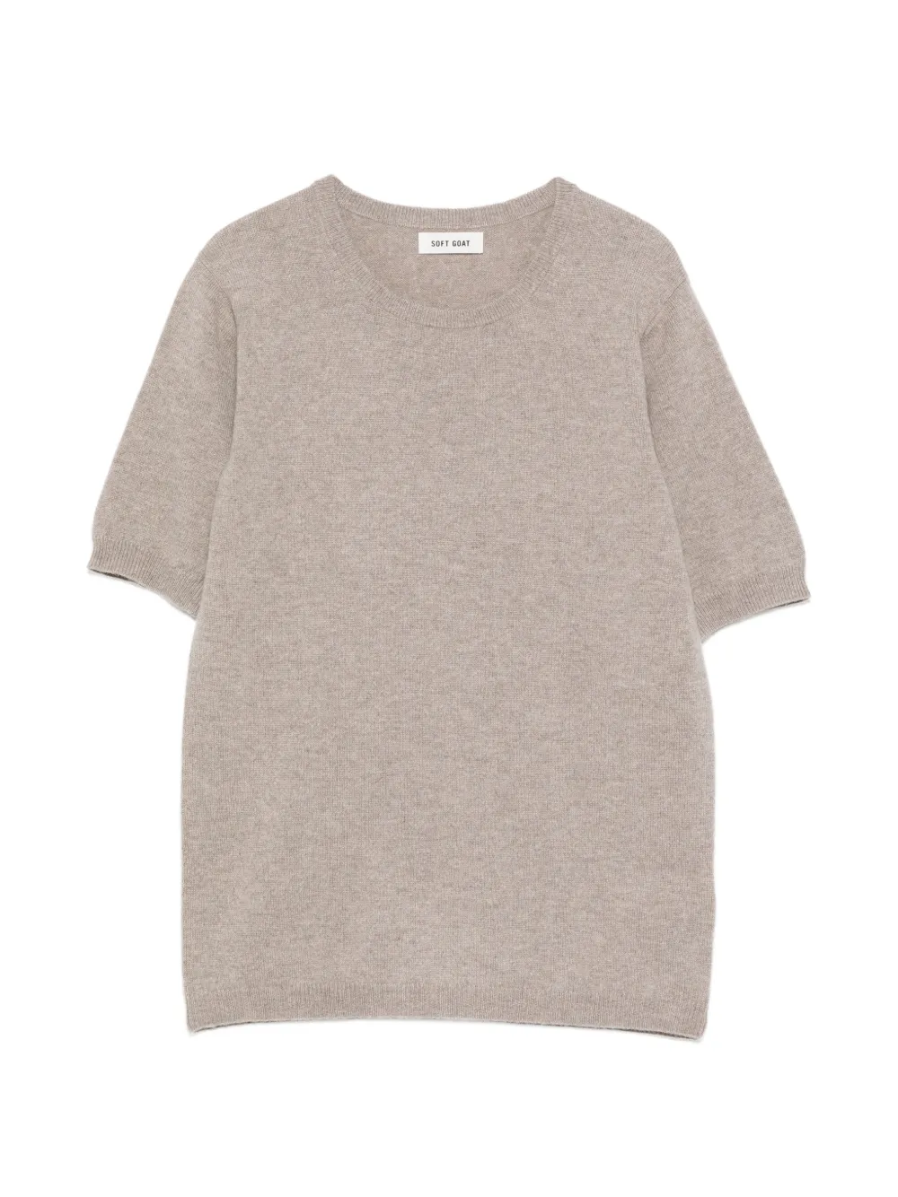 Soft Goat round-neck short-sleeve sweater - Grigio