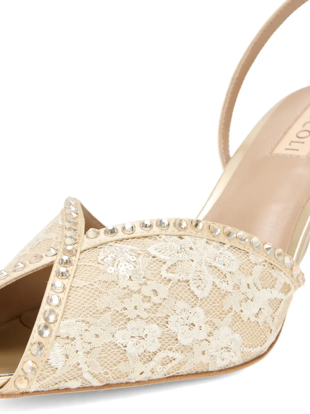 NICOLI Nymeria pumps verfraaid met kant Beige
