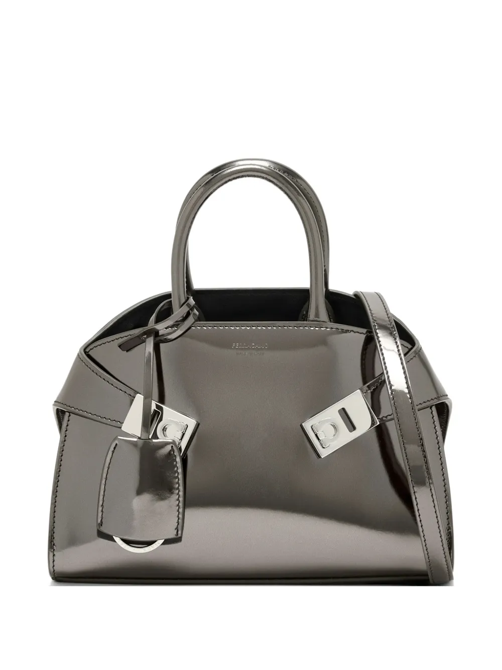 Ferragamo Mini Logo-deail Tote Bag In Gray