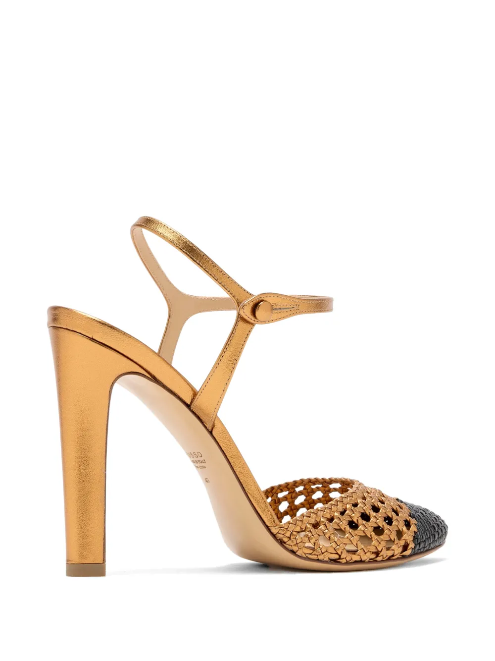 Francesco Russo Geweven pumps met T-band Goud