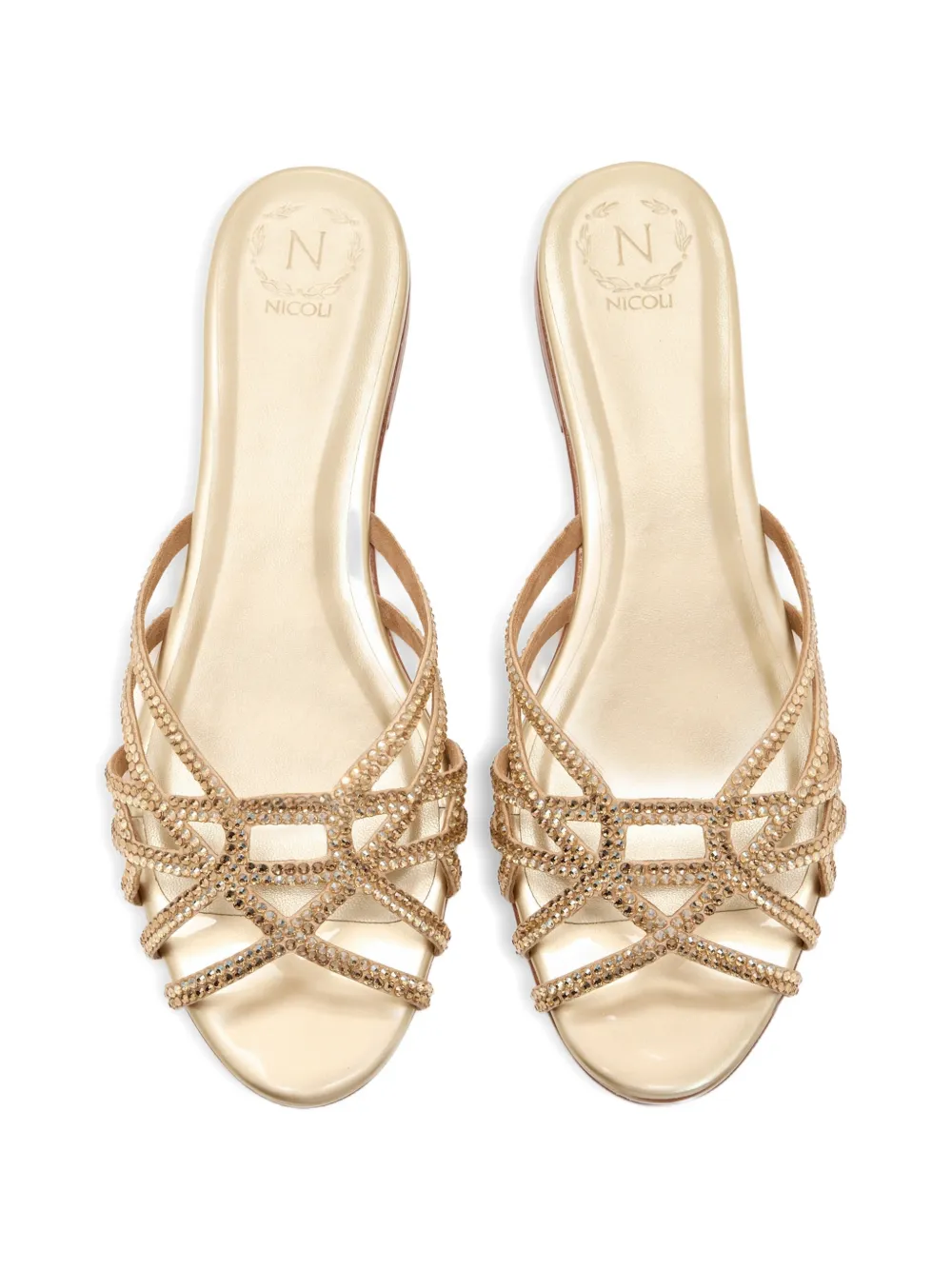 NICOLI Pasqelina sandalen verfraaid met kristallen Goud