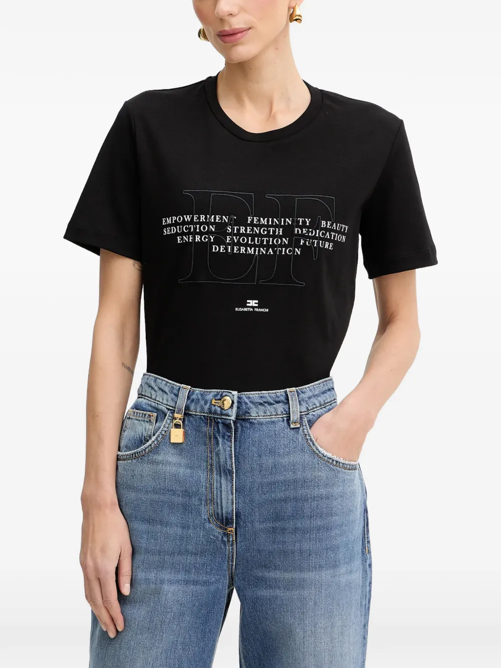 Elisabetta Franchi embroidered T-shirt - Nero