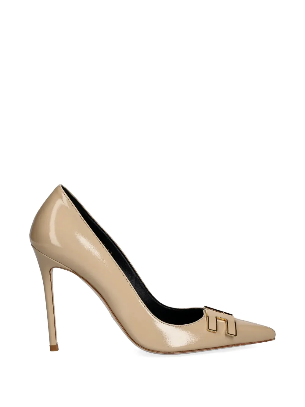 Elisabetta Franchi logo leather pumps Beige