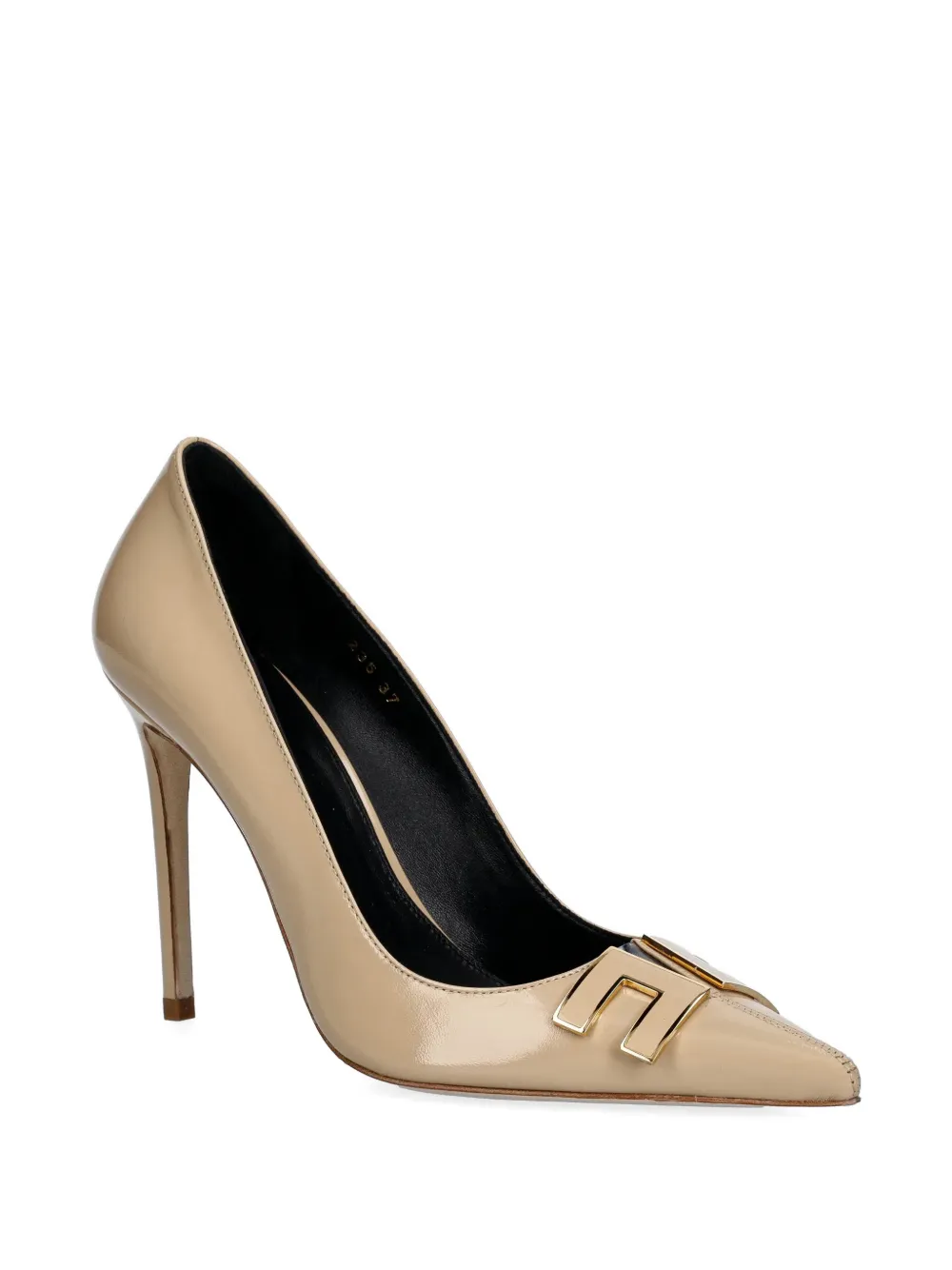 Elisabetta Franchi logo leather pumps Beige