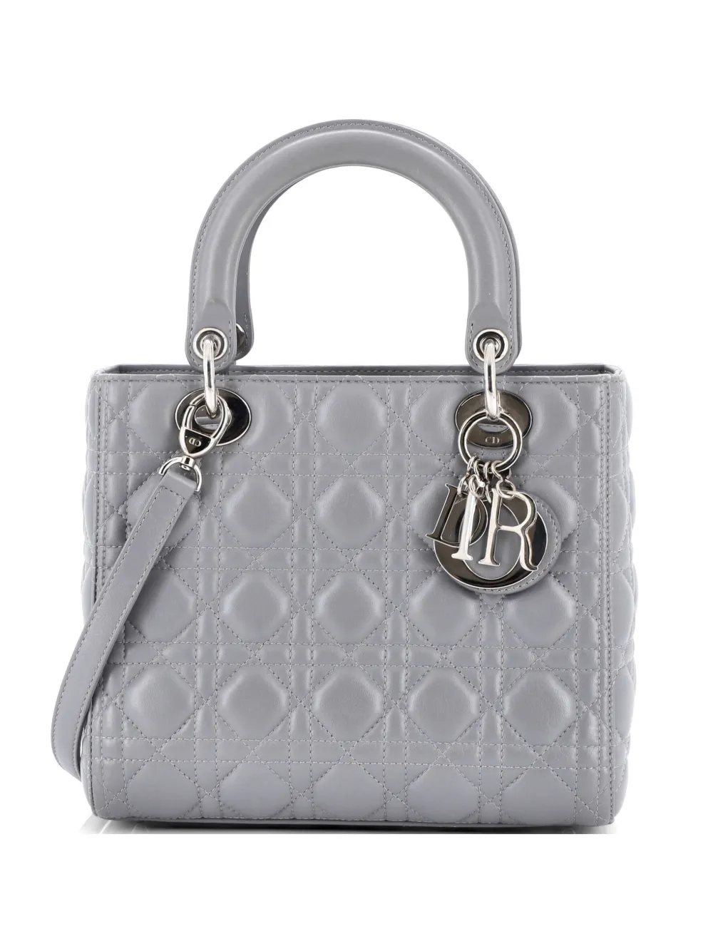 Christian Dior Pre-Owned Lady Dior Bag Cannage Quilt Lambskin Medium satchel - Grigio