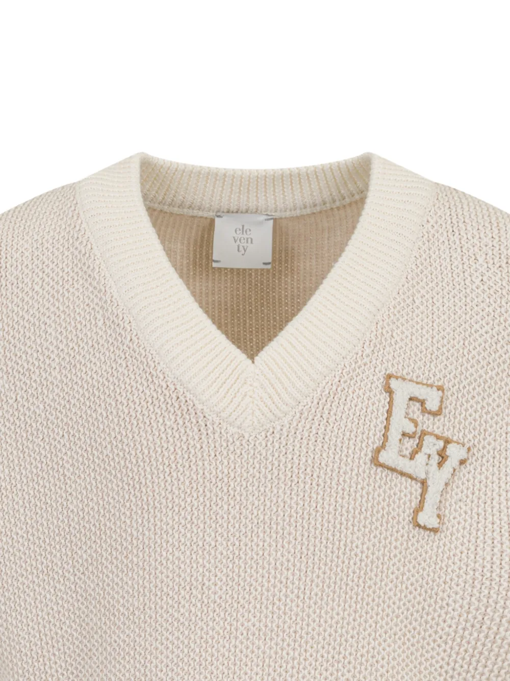  Eleventy Kids Appliqué V-neck Vest - Neutrals 