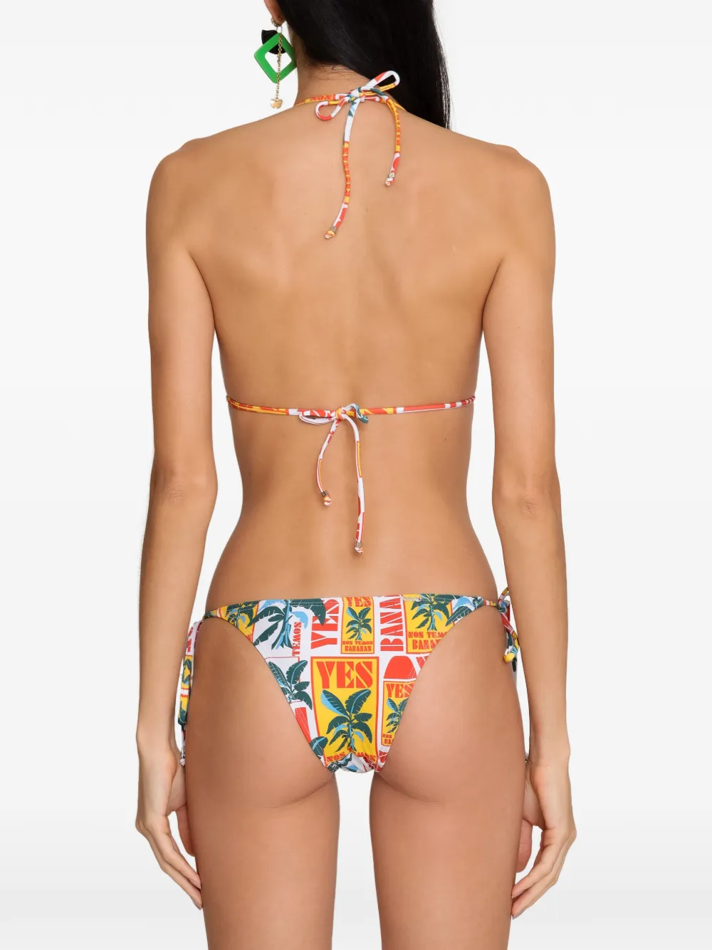 Amir Slama Bikini met print en strik aan de zijkant Geel