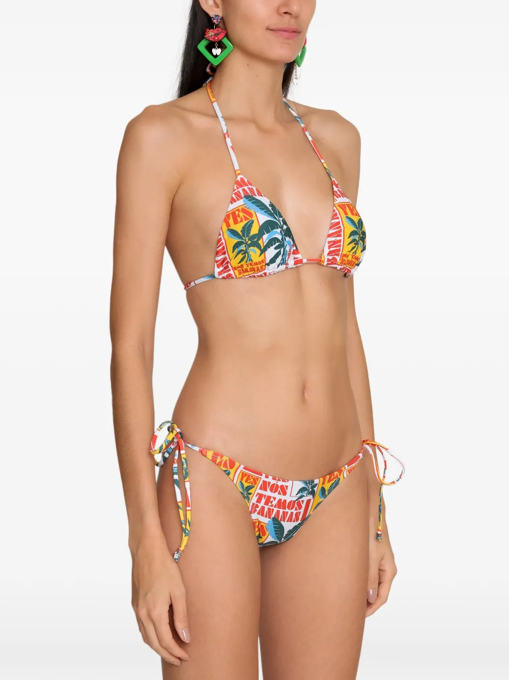Amir Slama Bikini met print en strik aan de zijkant Geel