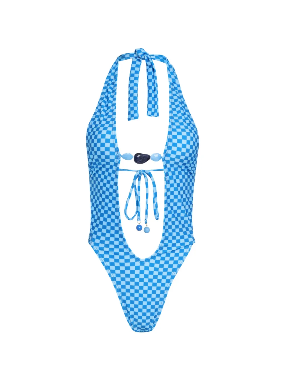 Amir Slama checked-pattern swimsuit - Blau