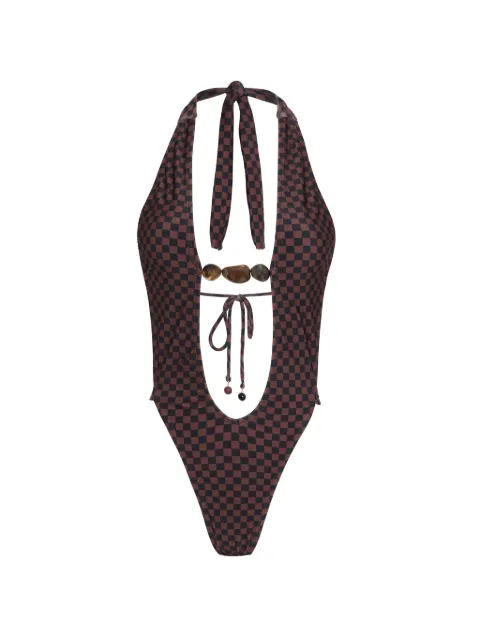 Amir Slama Maiô x Jade Picon xadrez frente única