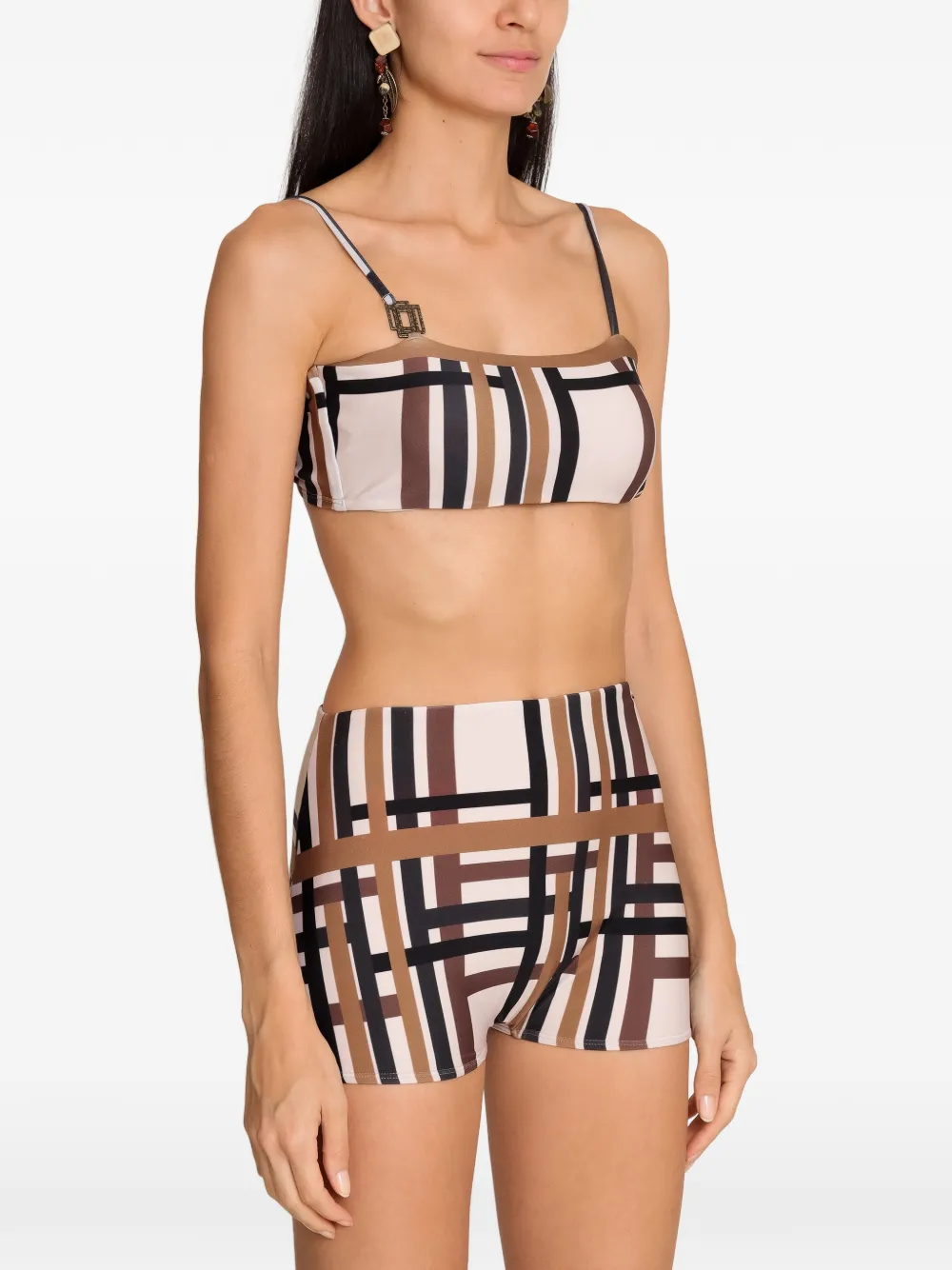 Amir Slama Geruite bikini Beige