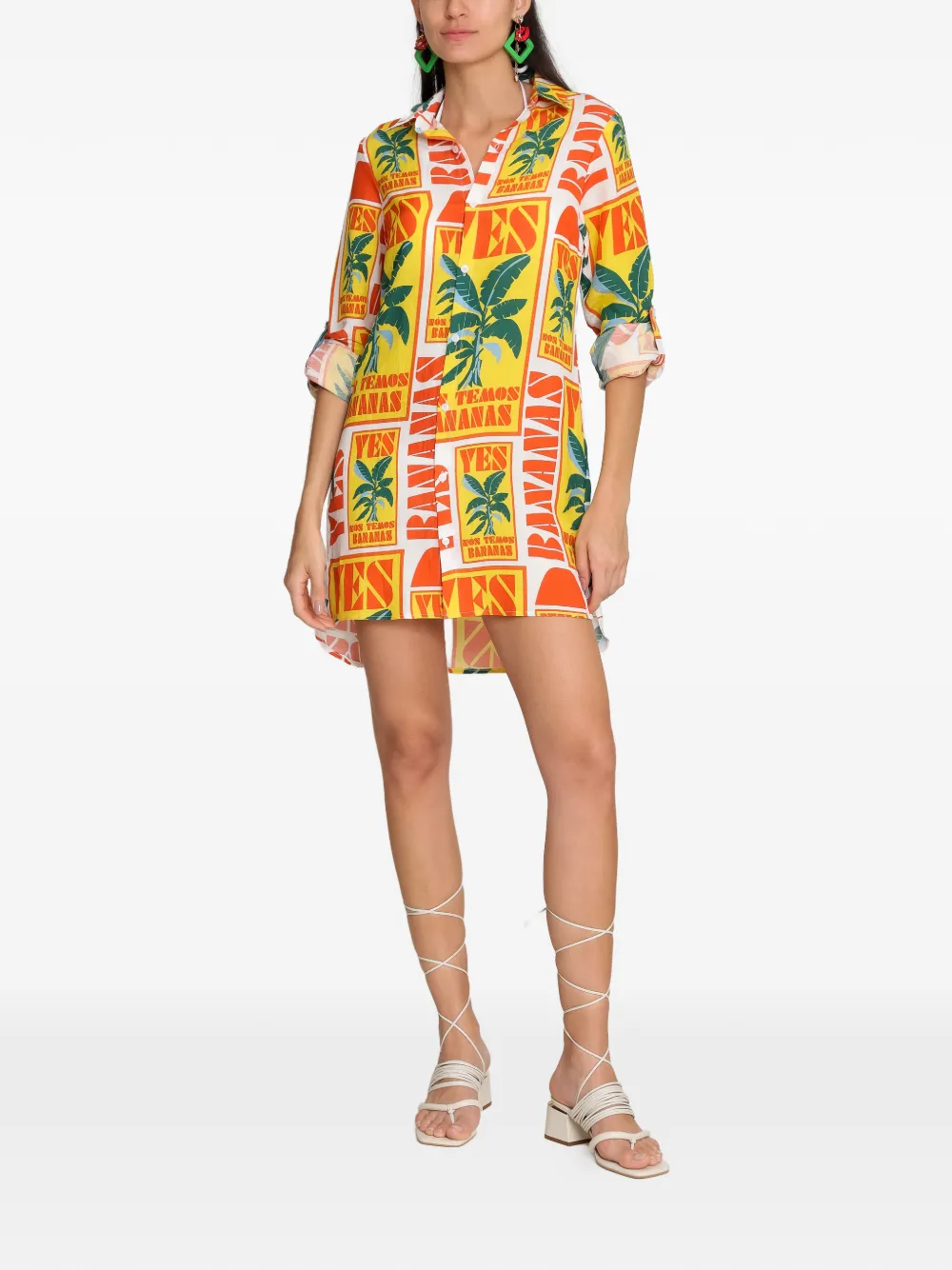 Amir Slama Mini-jurk met bananenprint Wit