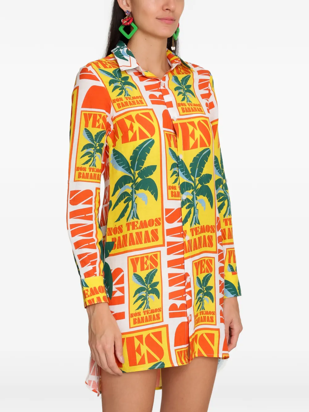 Amir Slama Mini-jurk met bananenprint Wit
