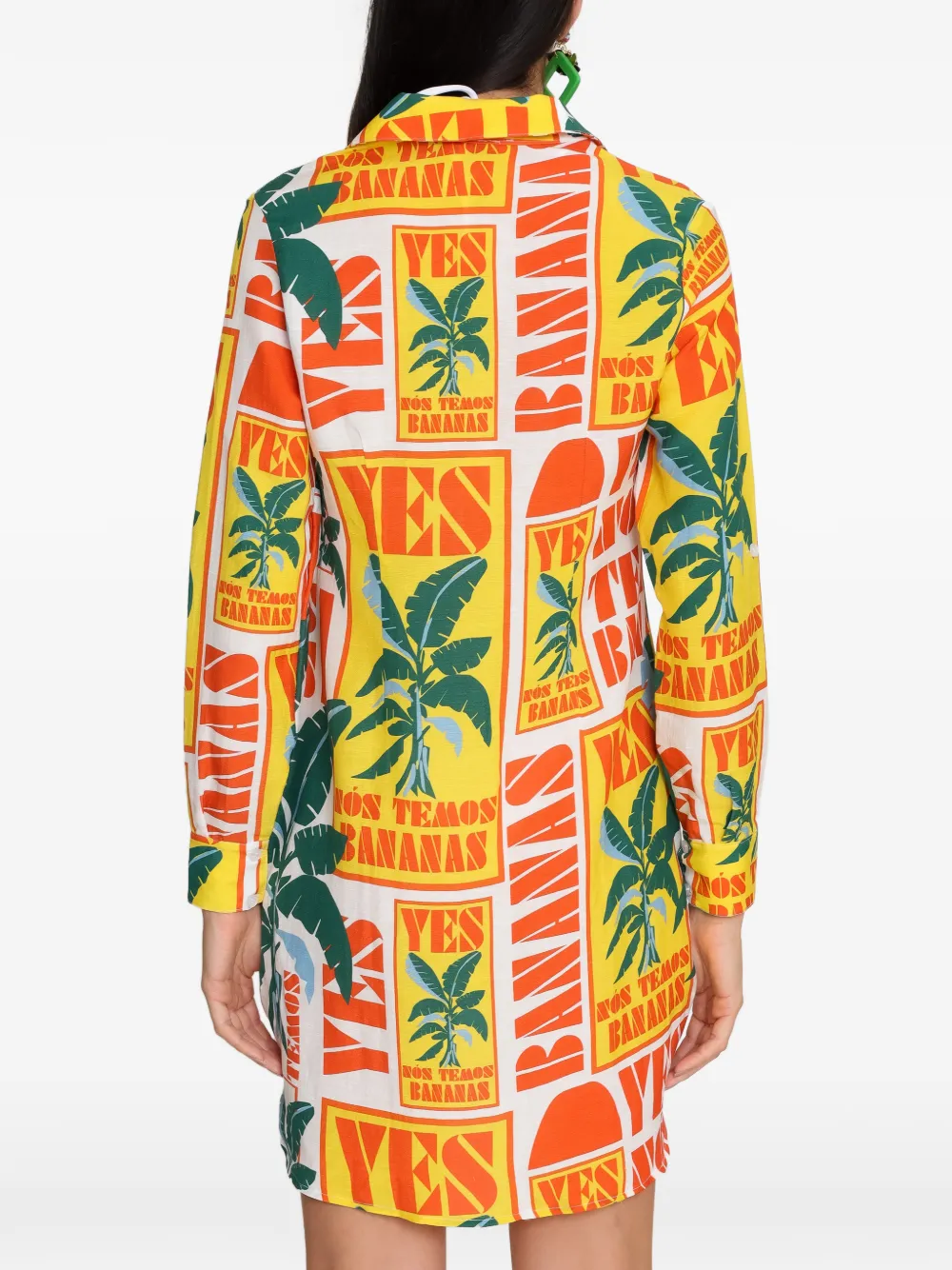 Amir Slama Mini-jurk met bananenprint Wit