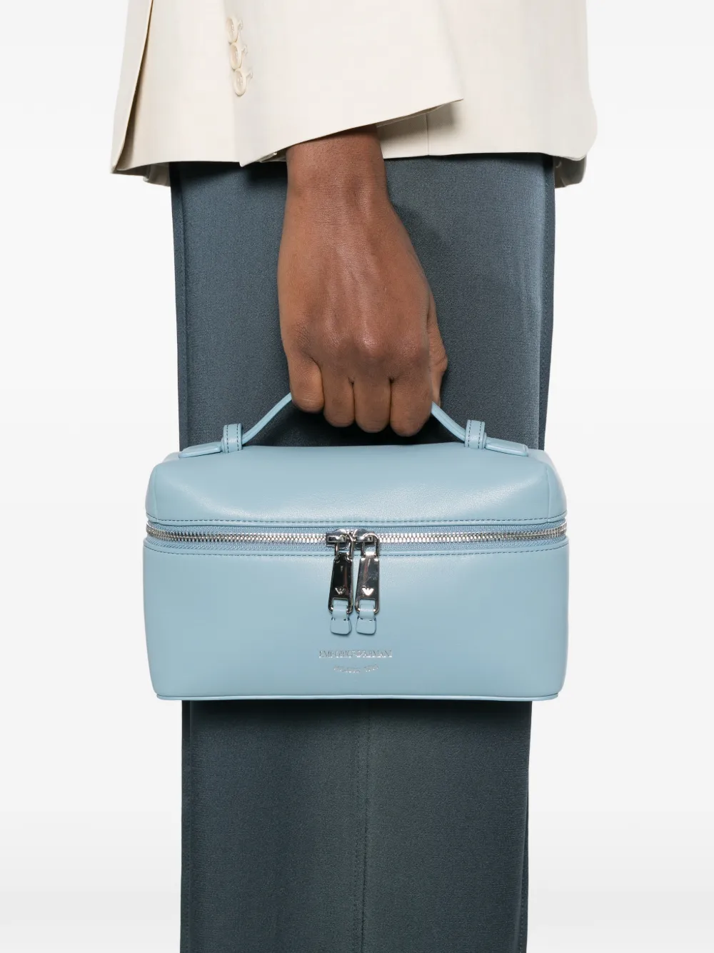 バッグ sEmporio Armani mini leather Emporio Armani Mini Leather Tote Bag | Blue | FARFETCH