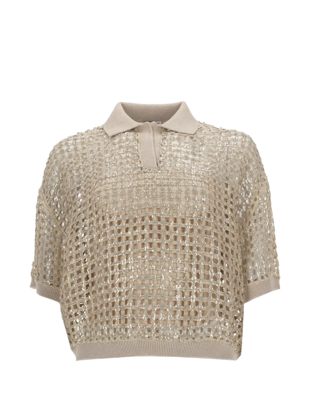 Brunello Cucinelli sequin-embellished polo shirt - Toni neutri