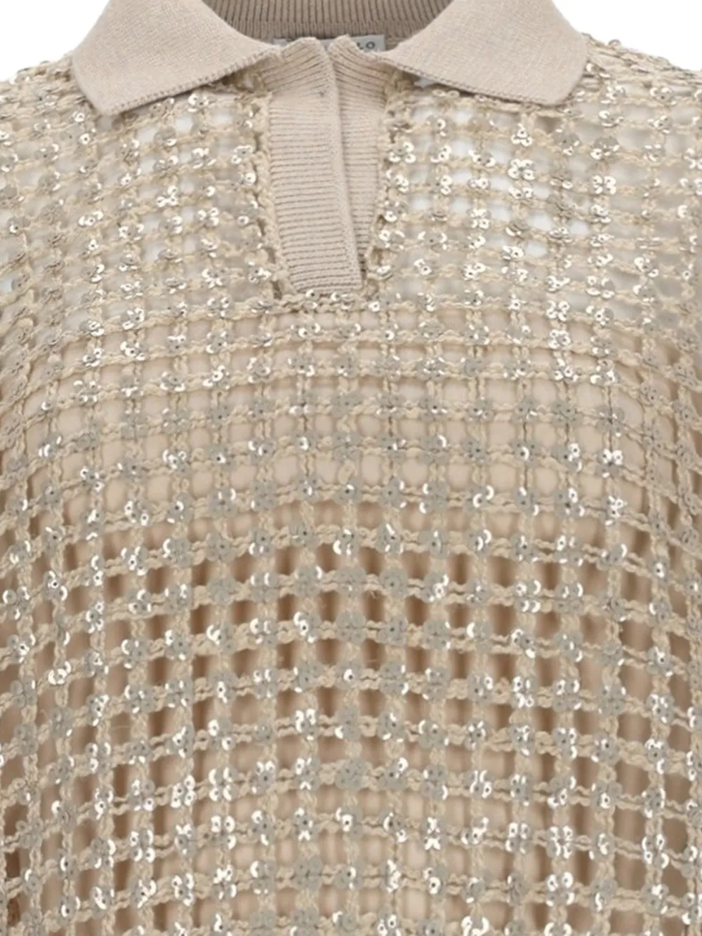  Brunello Cucinelli Sequin-embellished Polo Shirt - Neutrals 