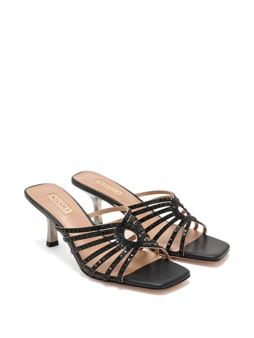 NICOLI Eirdis muiltjes met verfraaid bandje Zwart