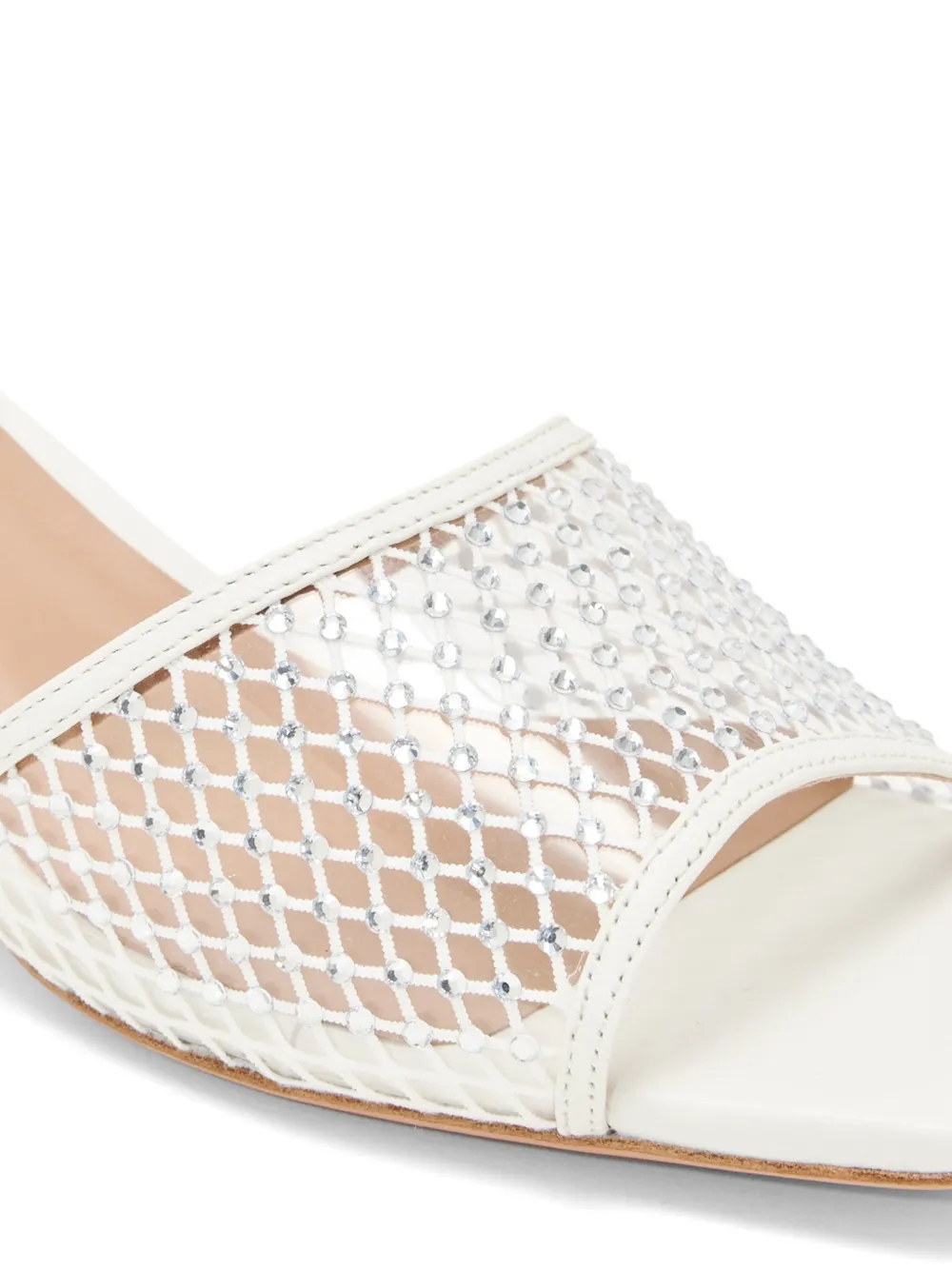 NICOLI Mesh muiltjes met kralen Wit