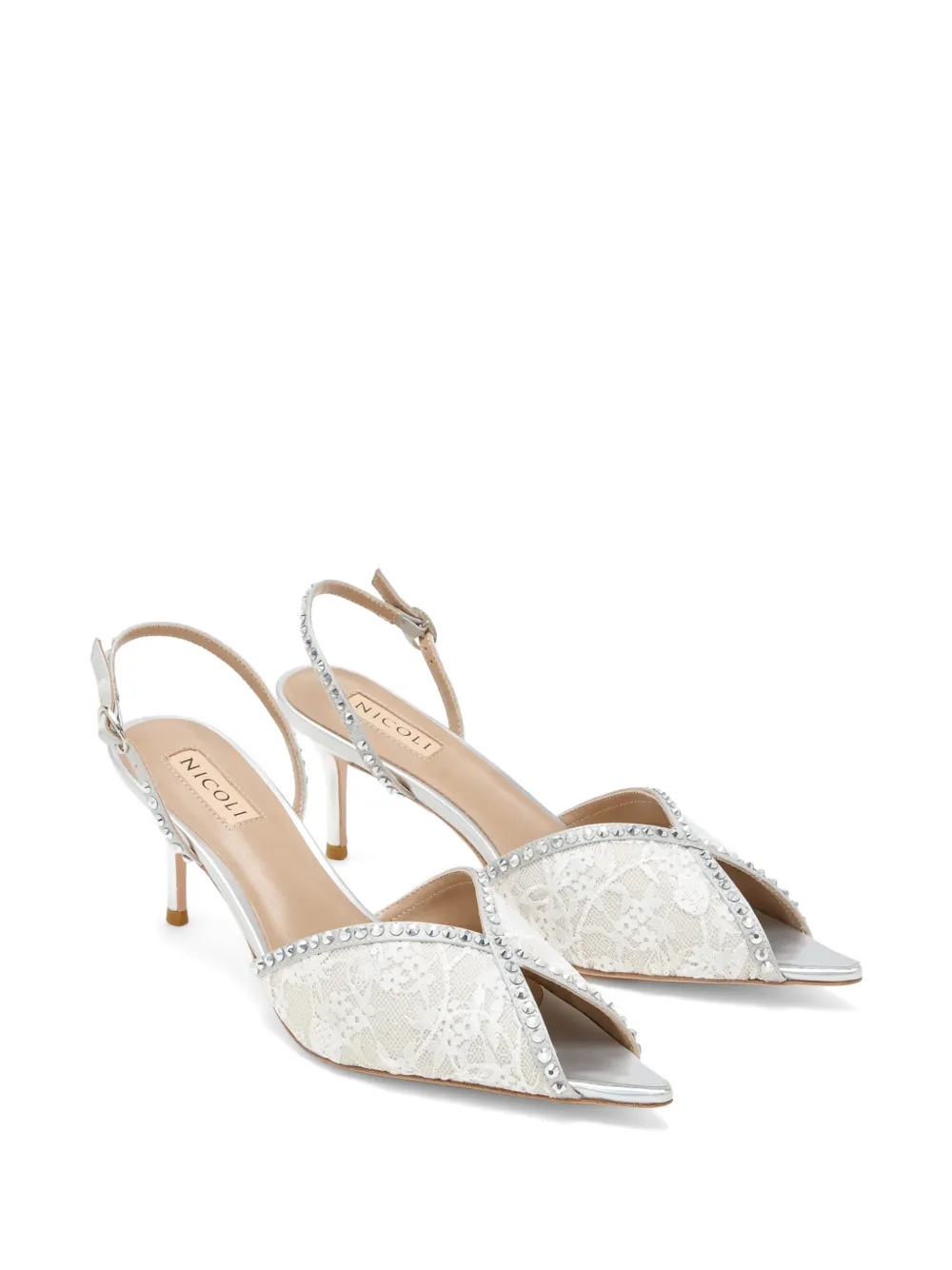 NICOLI Pumps verfraaid met kant Grijs