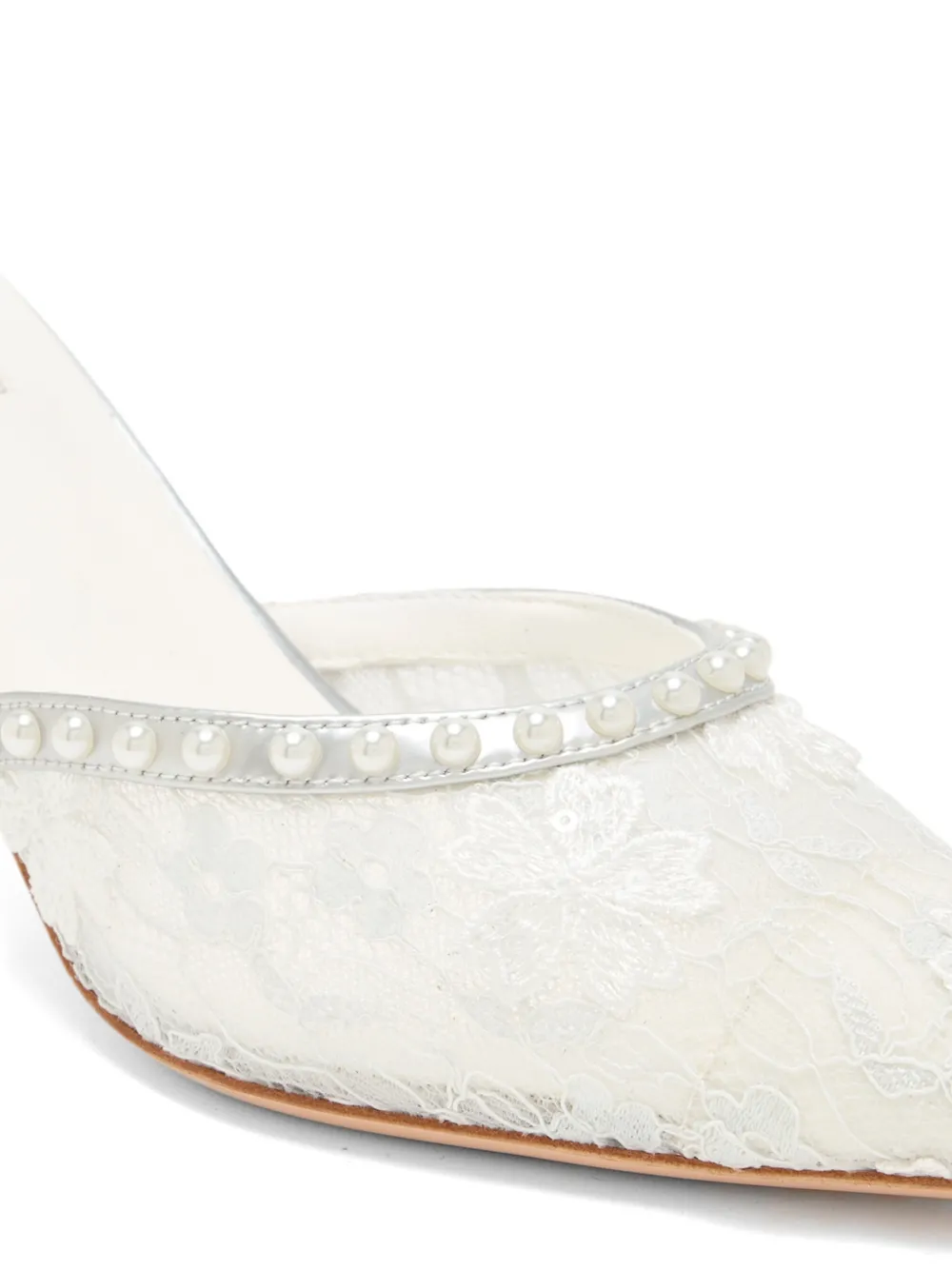 NICOLI Muiltjes met parel van kant Zilver