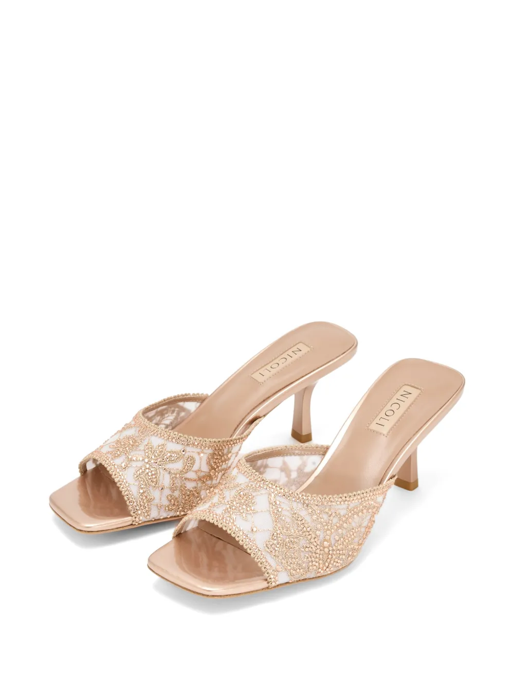 NICOLI Muiltjes verfraaid met kant Wit