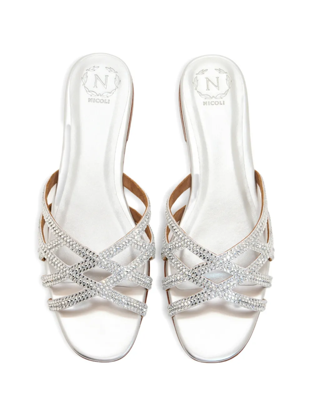 NICOLI Zuri sandalen verfraaid met kristallen Zilver