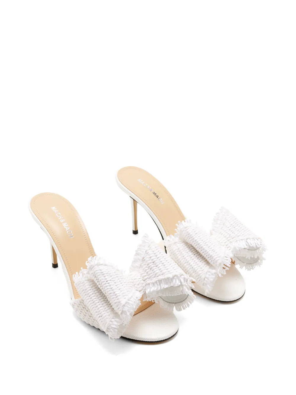 MACH & MACH Muiltjes met franje strik Wit