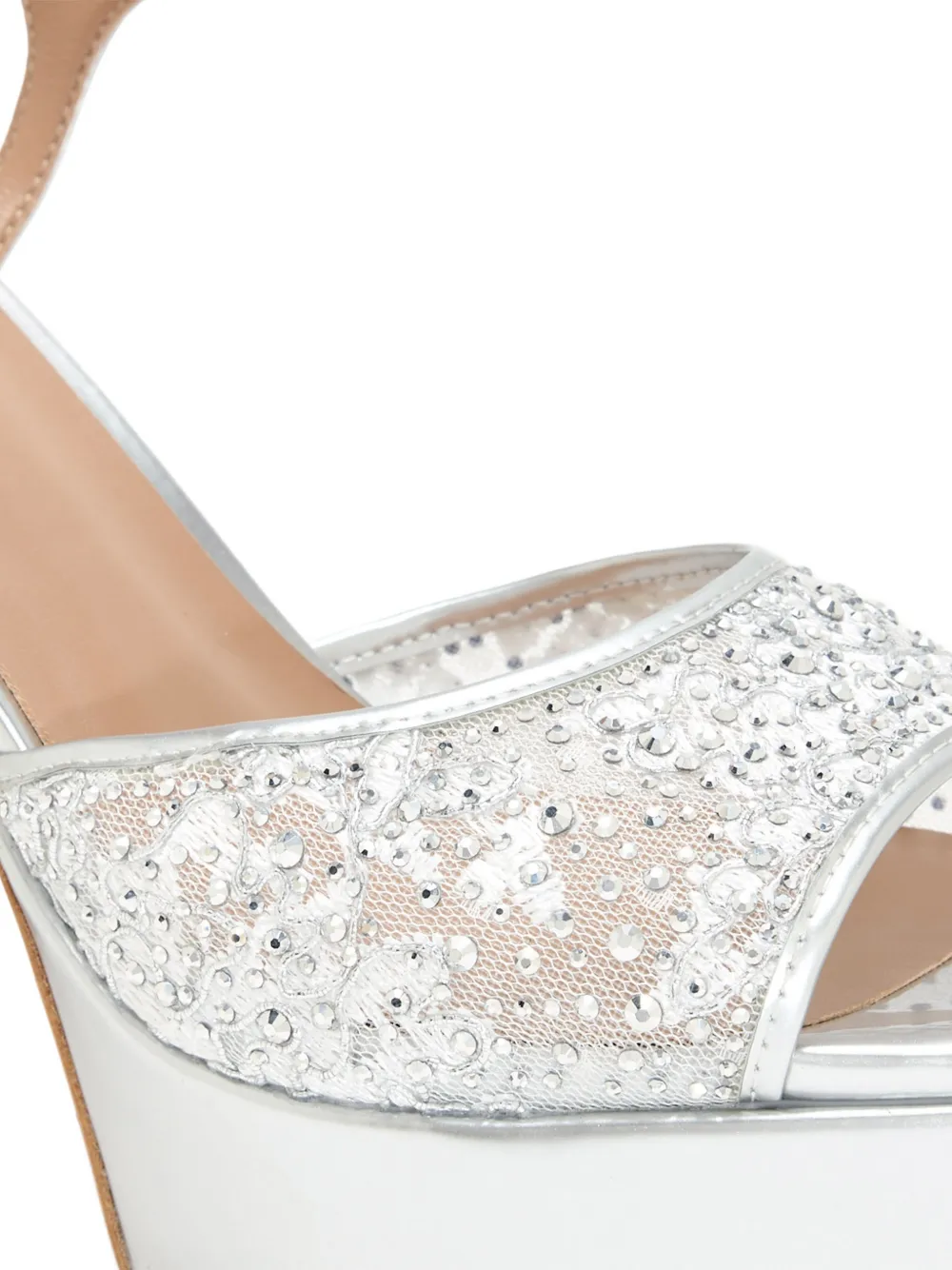 NICOLI Neza sandalen verfraaid met kant Zilver