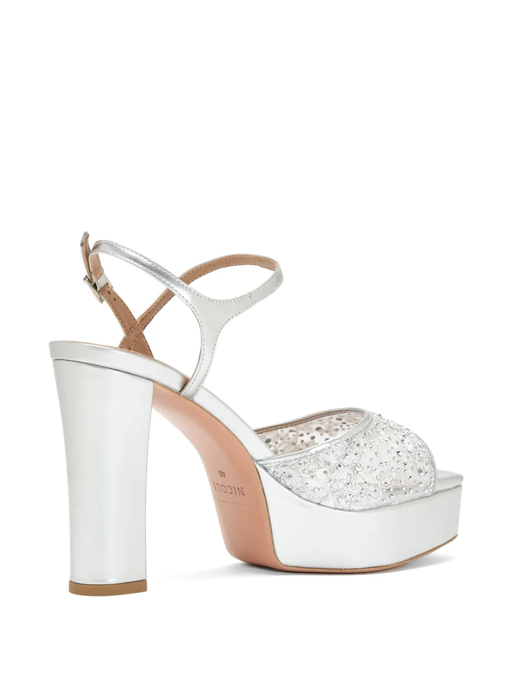 NICOLI Neza sandalen verfraaid met kant Zilver