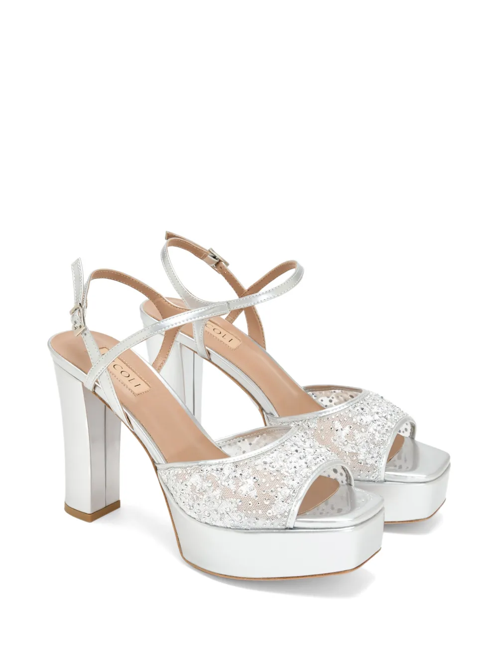 NICOLI Neza sandalen verfraaid met kant Zilver