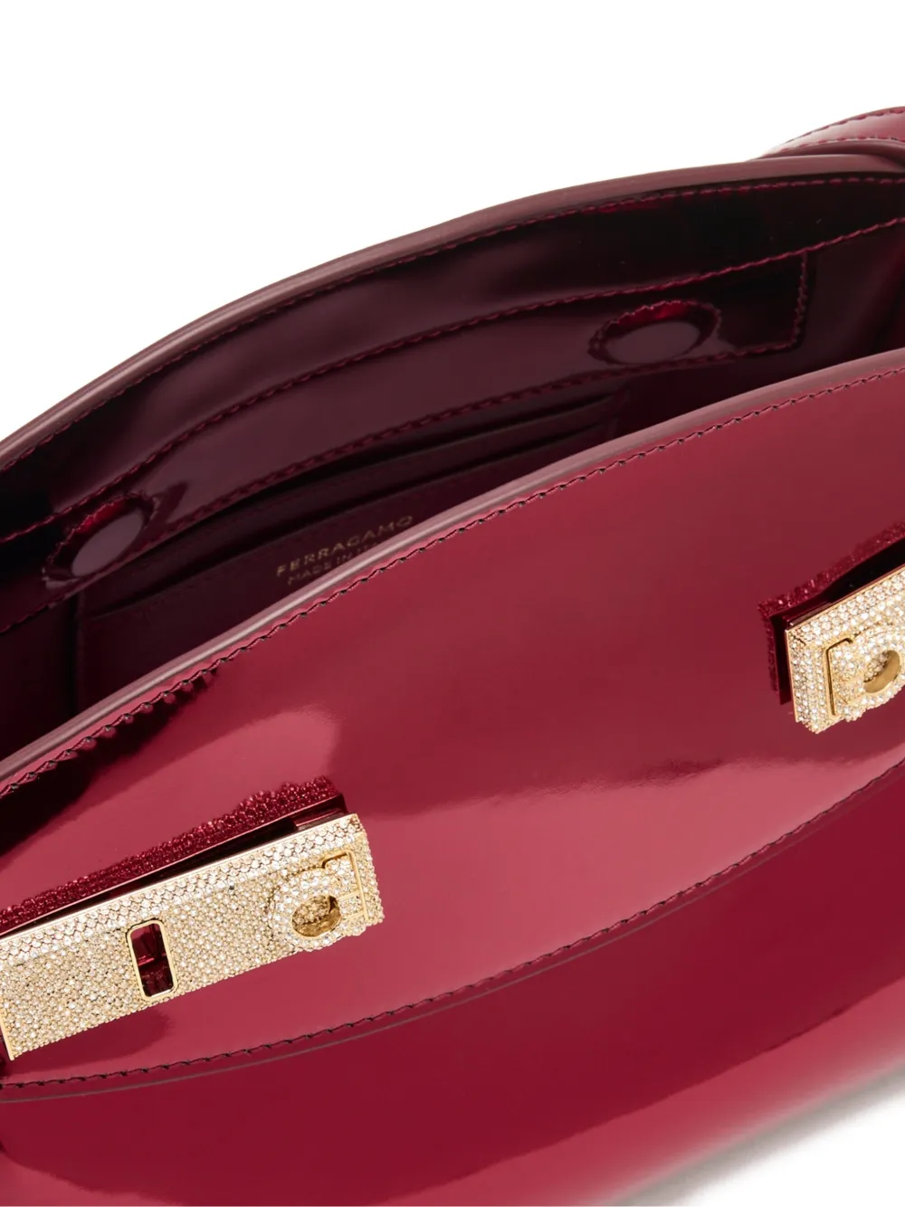 Ferragamo Hug clutch verfraaid met kristallen Rood