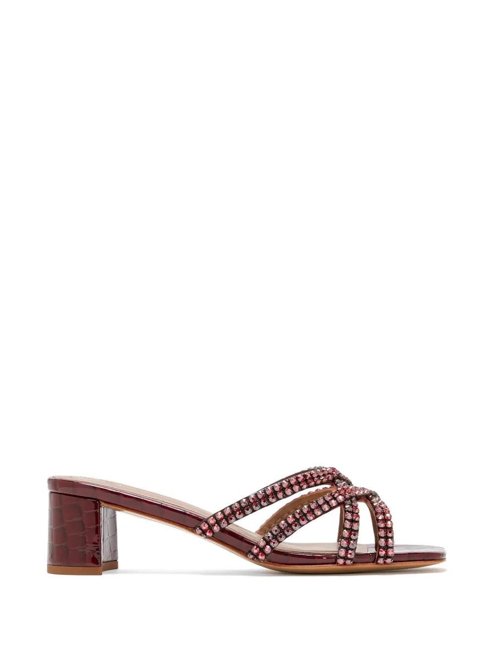 Nicoli Embellished Crisscross Sandals In Burgundy