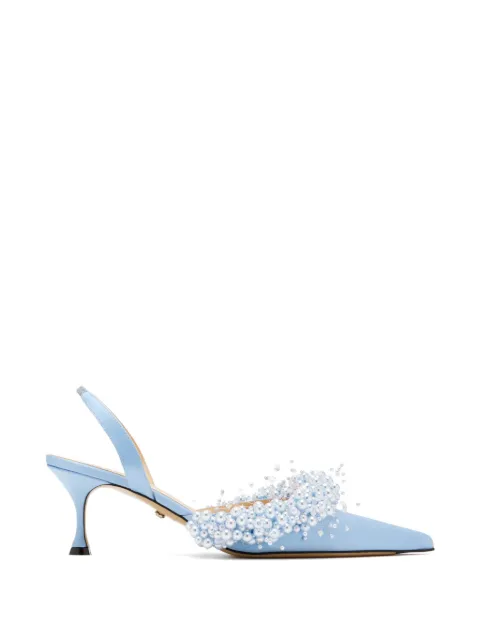 MACH & MACH pearl embellished slingback pumps
