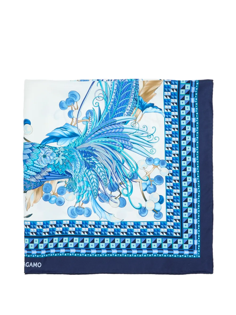  Ferragamo Bufanda Con Animal Print - Azul 
