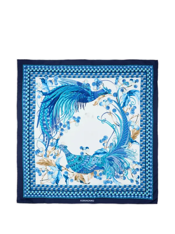 Ferragamo Animal-print Scarf in Blue