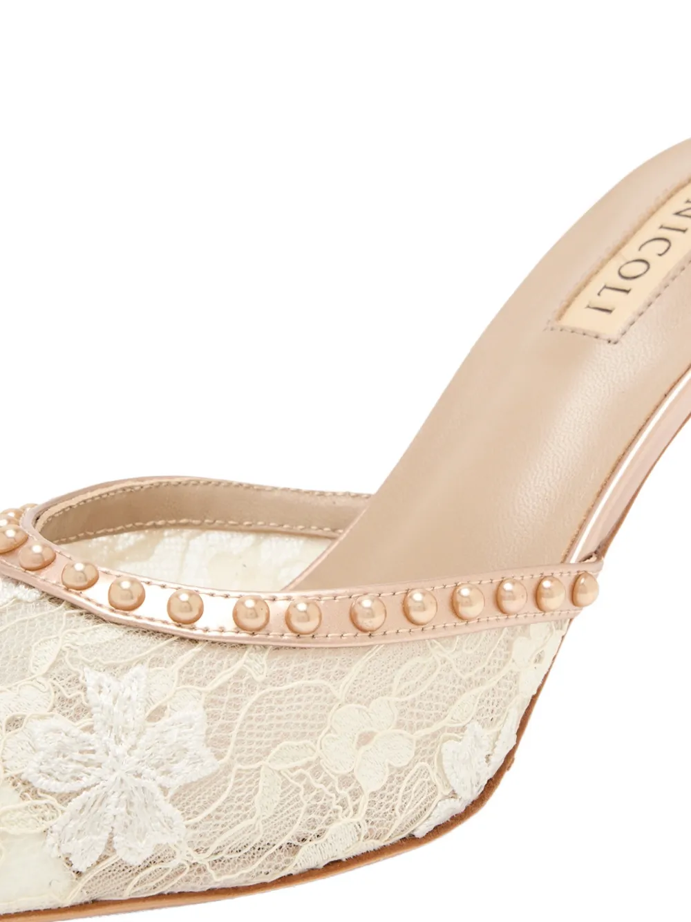 NICOLI Kanten muiltjes met puntige neus Beige