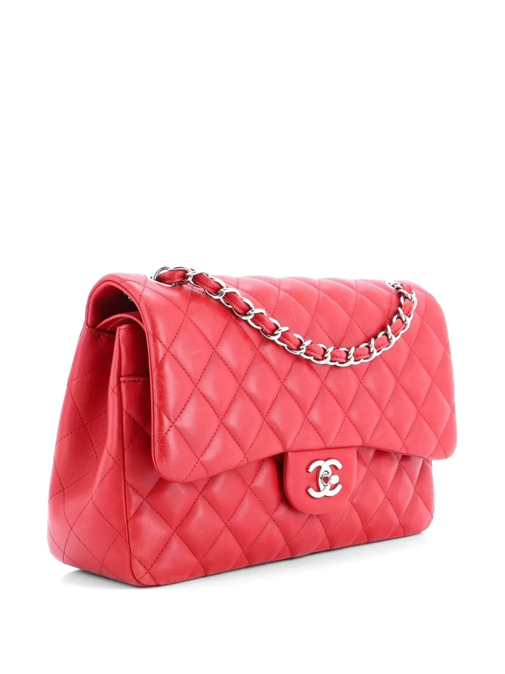 CHANEL Pre-Owned Classic Double Flap Bag Quilted Lambskin Jumbo shoulder bag - Rosso
