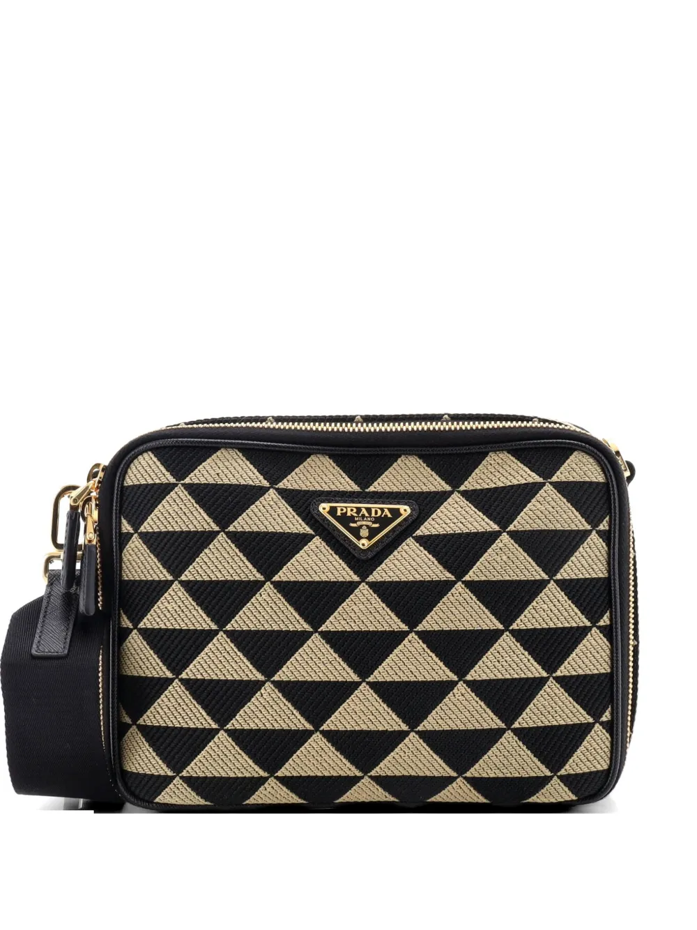 Prada Pre-Owned Symbole Zip Around Shoulder Bag Jacquard crossbody bag - Nero