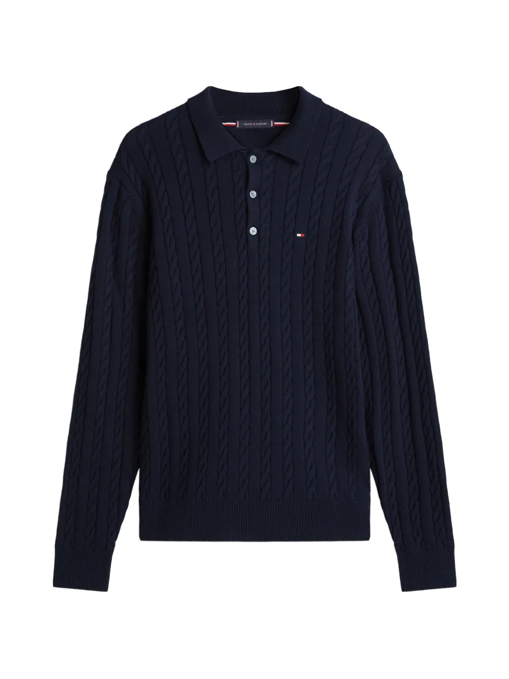 Tommy Hilfiger cable knit polo shirt - Blu