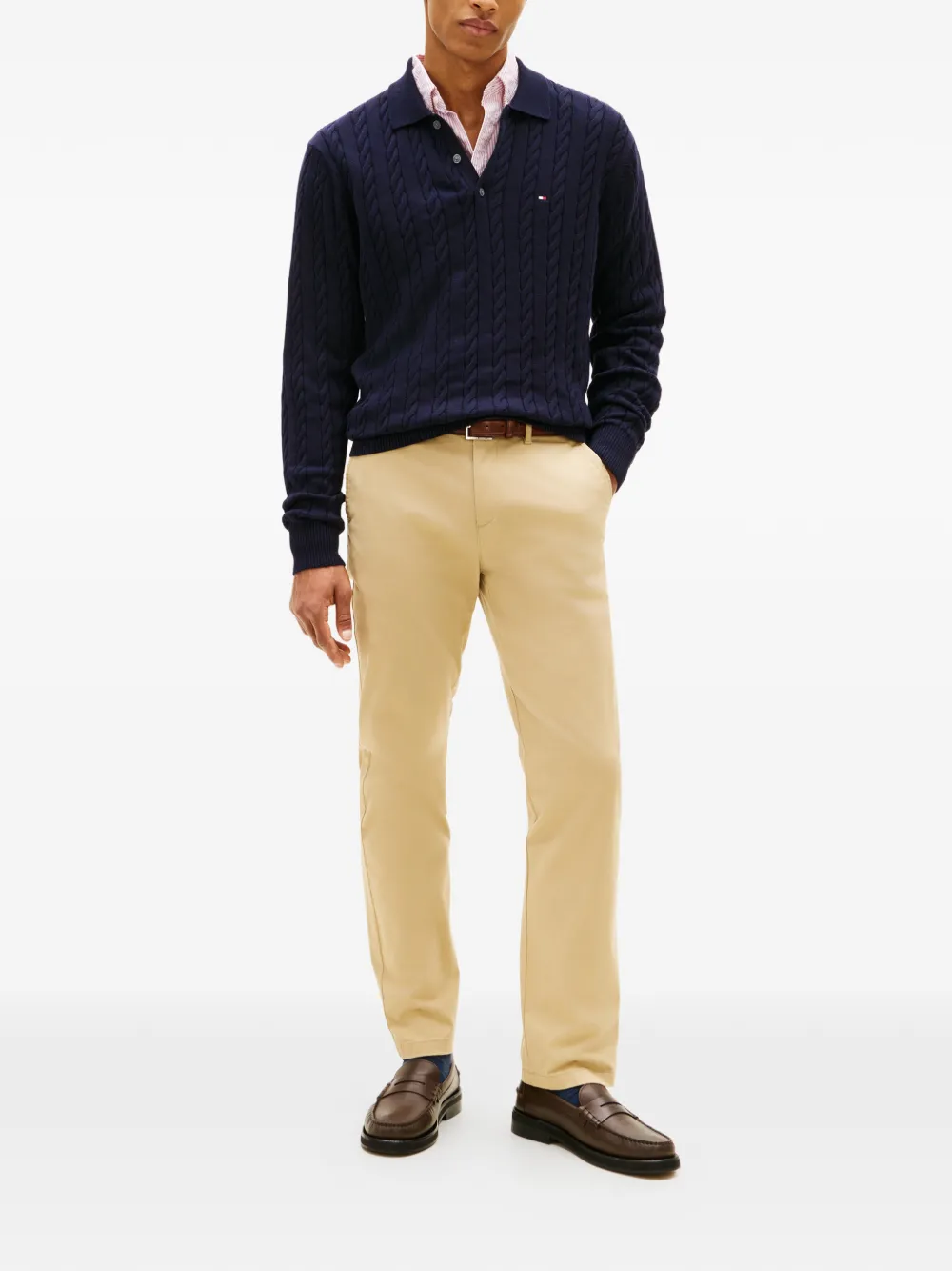 Tommy Hilfiger Kabelgebreid poloshirt Blauw