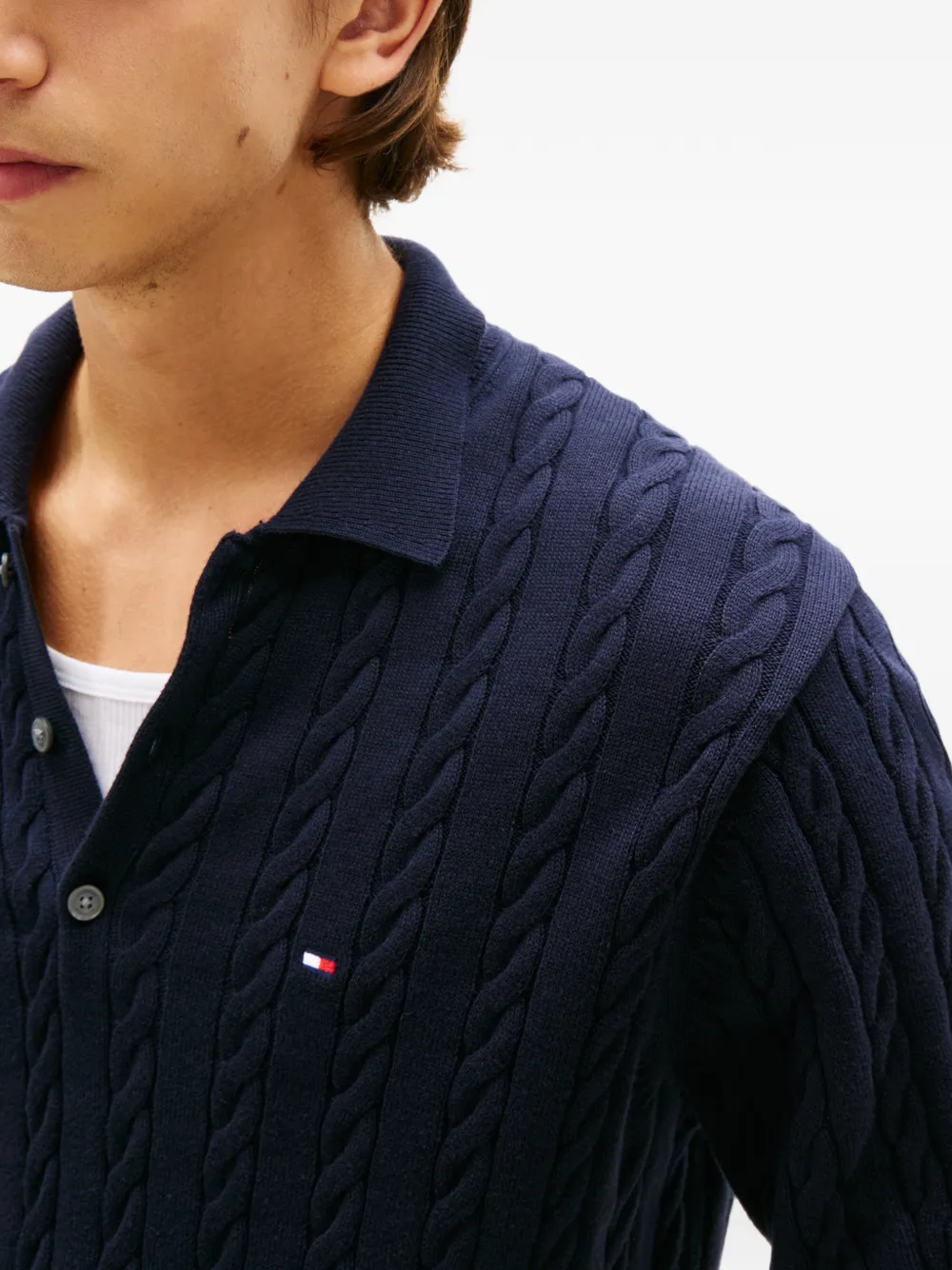 Tommy Hilfiger Kabelgebreid poloshirt Blauw